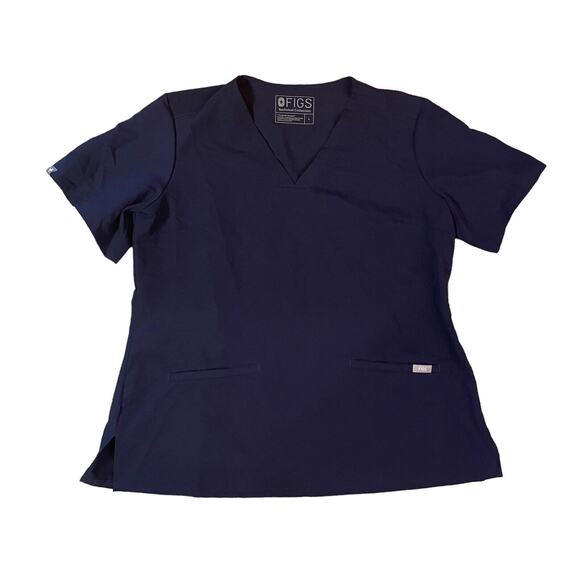 Figs Women’s Large Navy Casma Three Pocket Scrub Top Healthcare Workwear Nurse - Picture 2 of 7